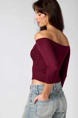 Off The Shoulder Ribbed Tee