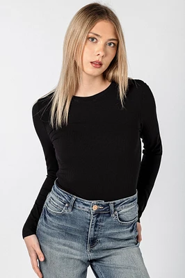 Ribbed Long Sleeve Crewneck Top