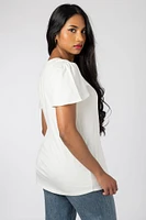 Flutter Sleeve V-neck with Ruched Details