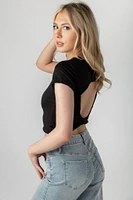 Short Sleeve Open Back Crewneck Tee