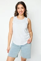 Ribbed Crew-Neck Long-Length Tank Top