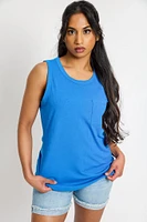 Ribbed Crew-Neck Long-Length Tank Top
