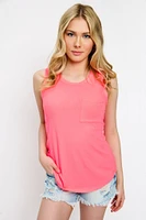 Ribbed Crew-Neck Long-Length Tank Top