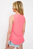 Ribbed Crew-Neck Long-Length Tank Top