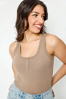 Ribbed Henley Tank Top