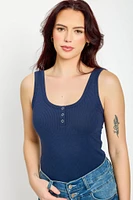 Ribbed Henley Tank Top
