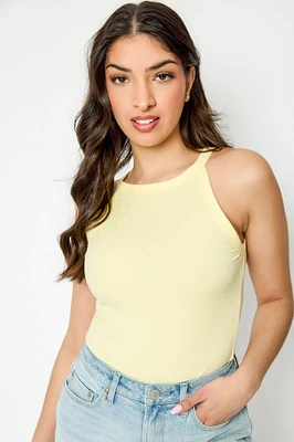 Ribbed High Neck Tank Top