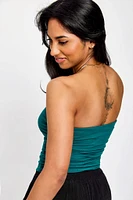 Ribbed Double-Layer Ruched Tube Top
