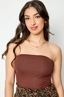 Ribbed Double-Layer Ruched Tube Top