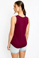 "Wildflower" Scoop-Neck Graphic Tank Top with Shirttail Hem