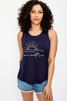 "Sea Salt Sun" Scoop-Neck Graphic Tank Top with Shirttail Hem