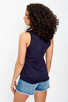 "Sea Salt Sun" Scoop-Neck Graphic Tank Top with Shirttail Hem
