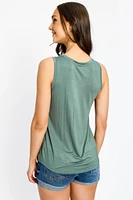 "Wild & Free" Scoop-Neck Graphic Tank Top with Shirttail Hem