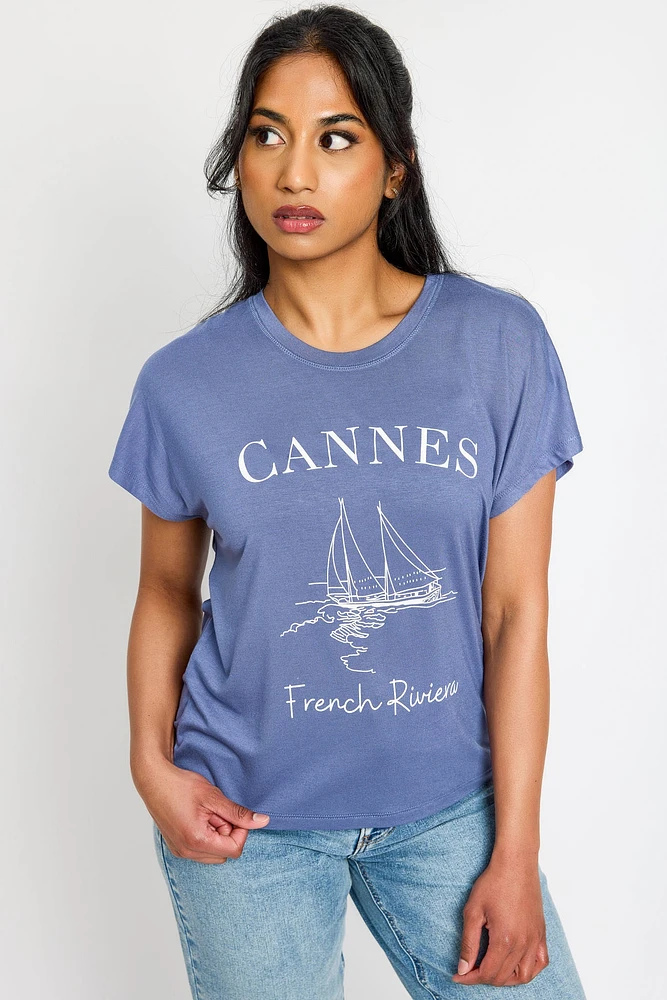 Boxy Short-Sleeve "Cannes" Graphic Tee