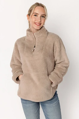 Faux Fur Quarter-Zip Pullover