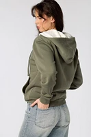 Sherpa Lined Fleece Zip-Front Hoodie with San Francisco Embroidery