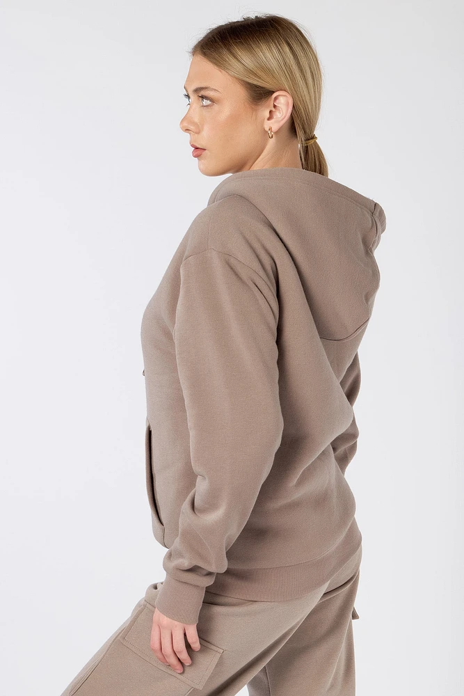 Fleece Zip-Front Hoodie with Sherpa Lining