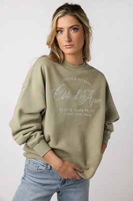 "Côte d'Azur" Fleece Long-Sleeve Crewneck Sweatshirt