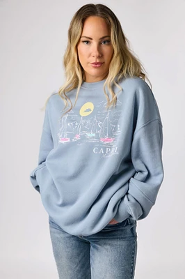 “Capri” Fleece Long-Sleeve Crewneck Sweatshirt