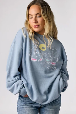 “Capri” Fleece Long-Sleeve Crewneck Sweatshirt