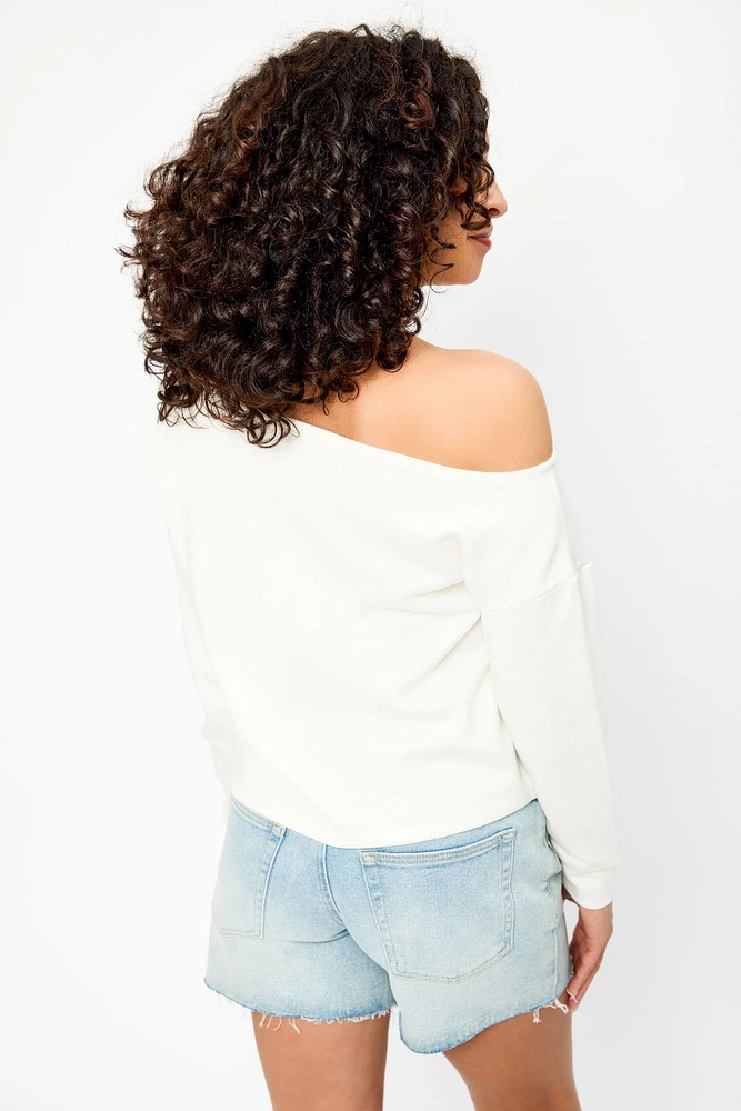 Terry Off-The-Shoulder Sweatshirt