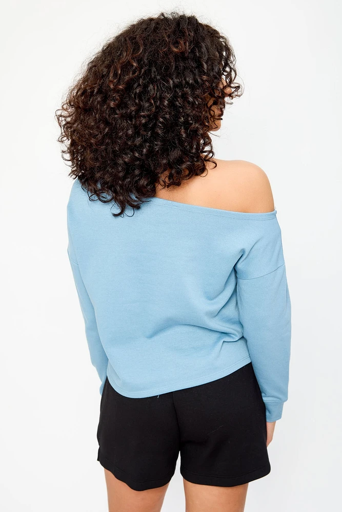 Terry Off-The-Shoulder Sweatshirt