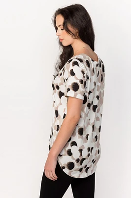 Abstract Dot Short-Sleeve V-Neck Top