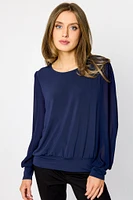 Banded Chiffon Balloon Sleeve Top