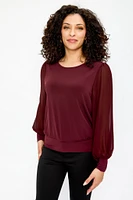Banded Chiffon Balloon Sleeve Top