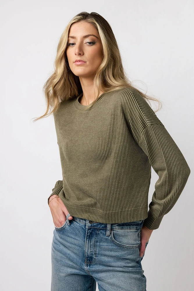 Cozy Ribbed Long-Sleeve Cropped Top