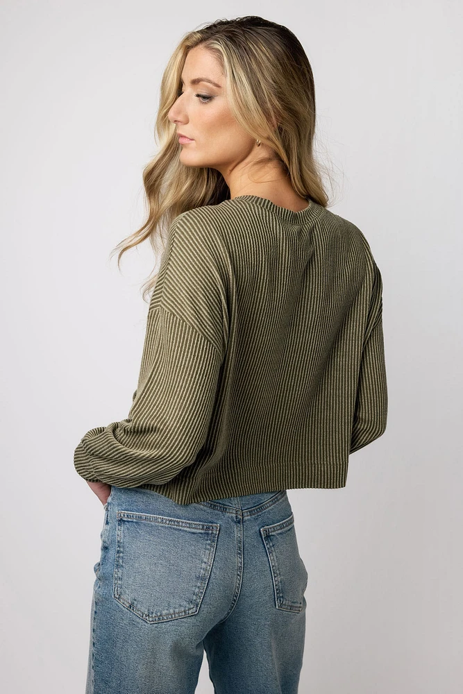 Cozy Ribbed Long-Sleeve Cropped Top