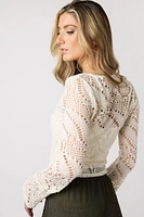 Lightweight Crochet Bell Sleeve Top