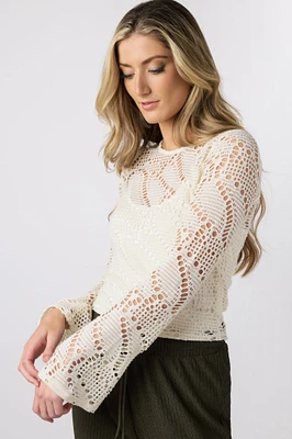 Lightweight Crochet Bell Sleeve Top