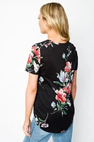 Floral V-Neck Short Sleeve Tee