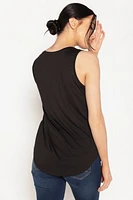 Sleeveless V-Neck Top with Shirttail Hem