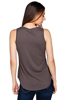 Sleeveless V-Neck Top with Shirttail Hem