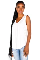 Sleeveless V-Neck Top with Shirttail Hem