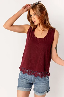 Lace Trim Scoop-Neck Tank