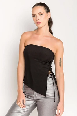 Shirred Asymmetric Tube Top