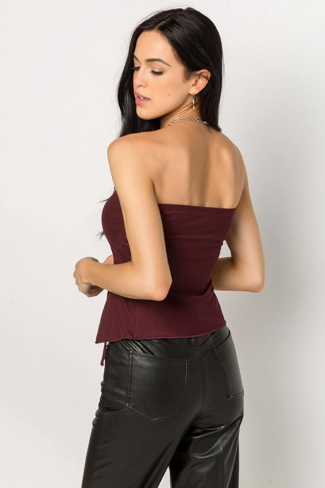 Shirred Asymmetric Tube Top