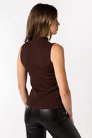 Sleeveless Textured Mock Neck Top