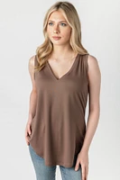 Brushed Knit Sleeveless V-Neck