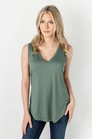 Brushed Knit Sleeveless V-Neck