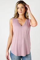 Brushed Knit Sleeveless V-Neck