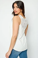 Sleeveless Top with Lace Trim