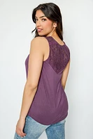 Sleeveless Top with Lace Trim