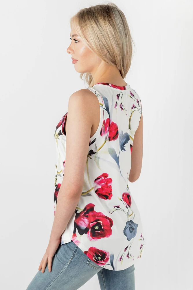 Floral Sleeveless V-Neck Top