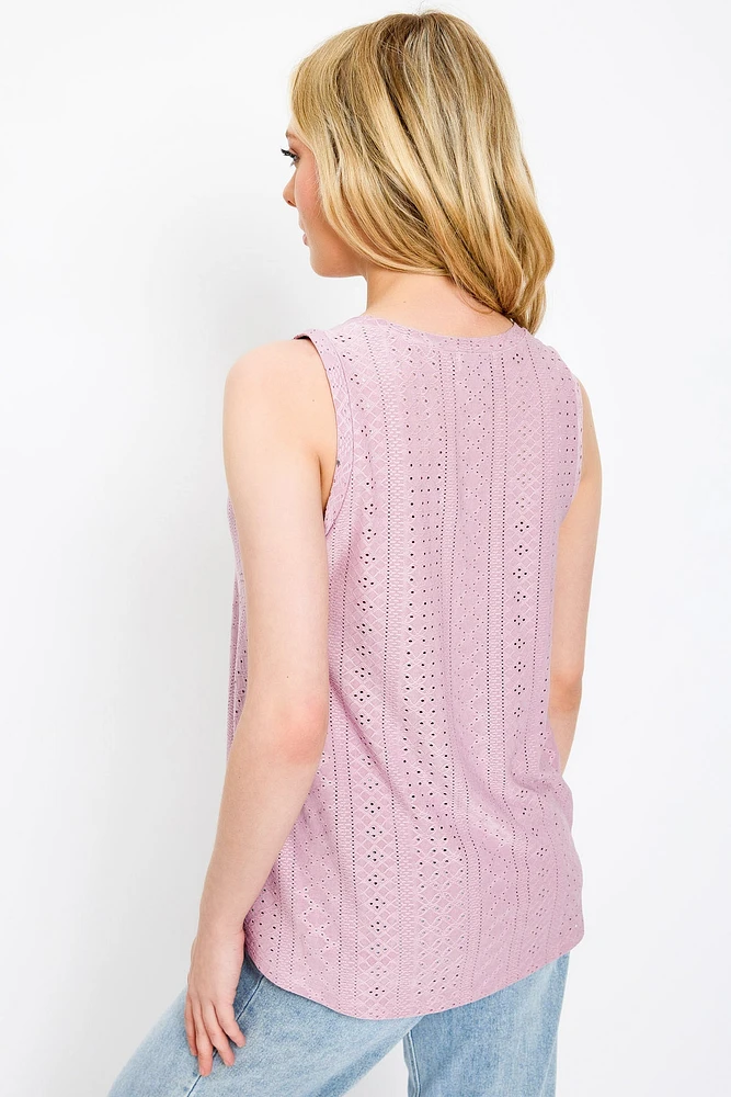 Variegated Eyelet Swing Tank Top