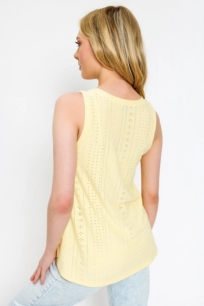 Variegated Eyelet Swing Tank Top