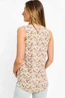Sleeveless Ditsy Print V-Neck Top